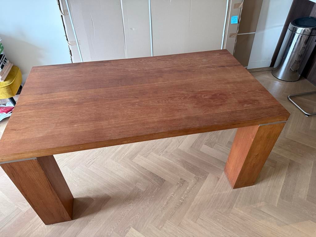 Massief kersen houten eettafel, Ophalen, Gebruikt, 50 tot 100 cm, 150 tot 200 cm