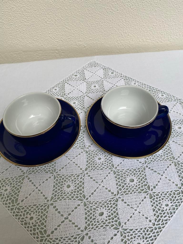 Mitterteich Bavaria kop en schotels, donkerblauw, goud, Nieuw, Ophalen of Verzenden, Overige stijlen, Kop(pen) en/of Schotel(s)