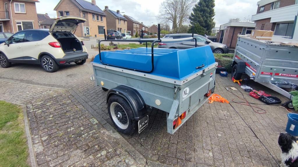 Bagagewagen met deksel en velgen, Ophalen, Gebruikt