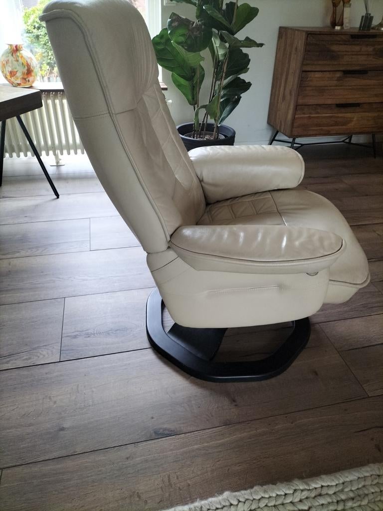 Comfortabele leren relaxfauteuil - Crème, Overige kleuren, Modern, Comfort, Leer, Ophalen of Verzenden