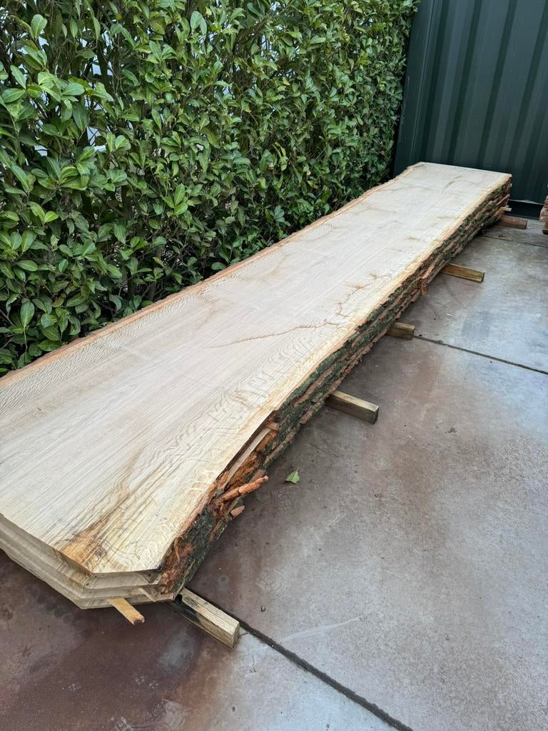 Xxl eiken boomstambladen 480x80-85x7 cm, Ophalen, Zo goed als nieuw, 250 cm of meer, Planken