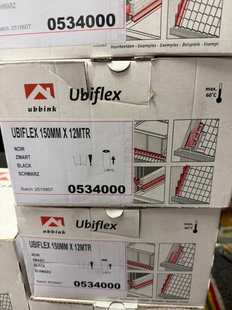 Ubiflex loodvervanger 150mm nu €50,00 per doos! ubbink, Doe-het-zelf en Verbouw, Steen of Klei, Zwart, Nieuw, Ophalen of Verzenden