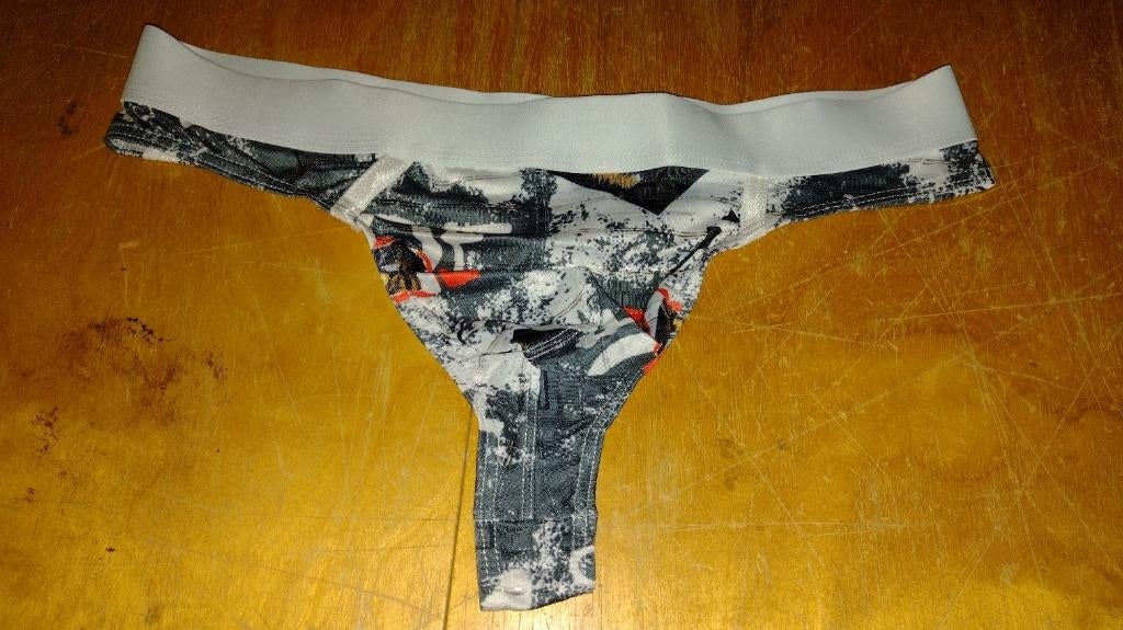 Heren string, blue met print - XL, Kleding | Heren, Ondergoed, Ophalen of Verzenden, Blauw, Slip