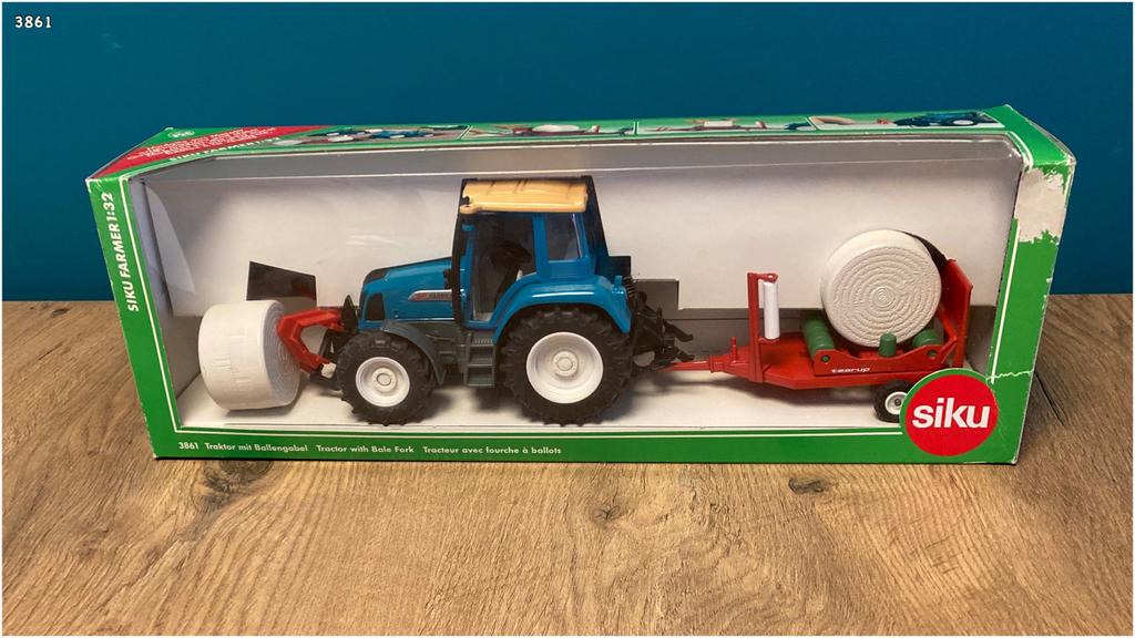 Siku 3861 - Fendt 412 Vario tractor met balenvork/-wikkelaar, Ophalen, Gebruikt