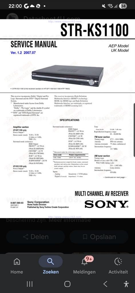 Sony AV Receiver STR-KS1100, Ophalen of Verzenden, Gebruikt, Sony