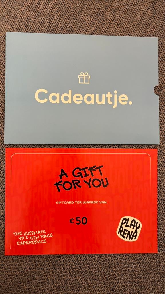 PlayRena giftcard twv €50, Tickets en Kaartjes, Kortingen en Cadeaubonnen, Eén persoon, Cadeaubon
