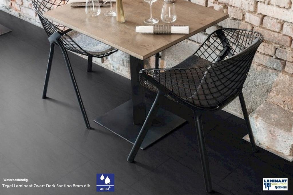 Waterbestendige Tegel Laminaat Dark Santino Zwart €17,95m2, 75 m² of meer, Zwart, Nieuw, Waterbestendig tegel laminaat zwart