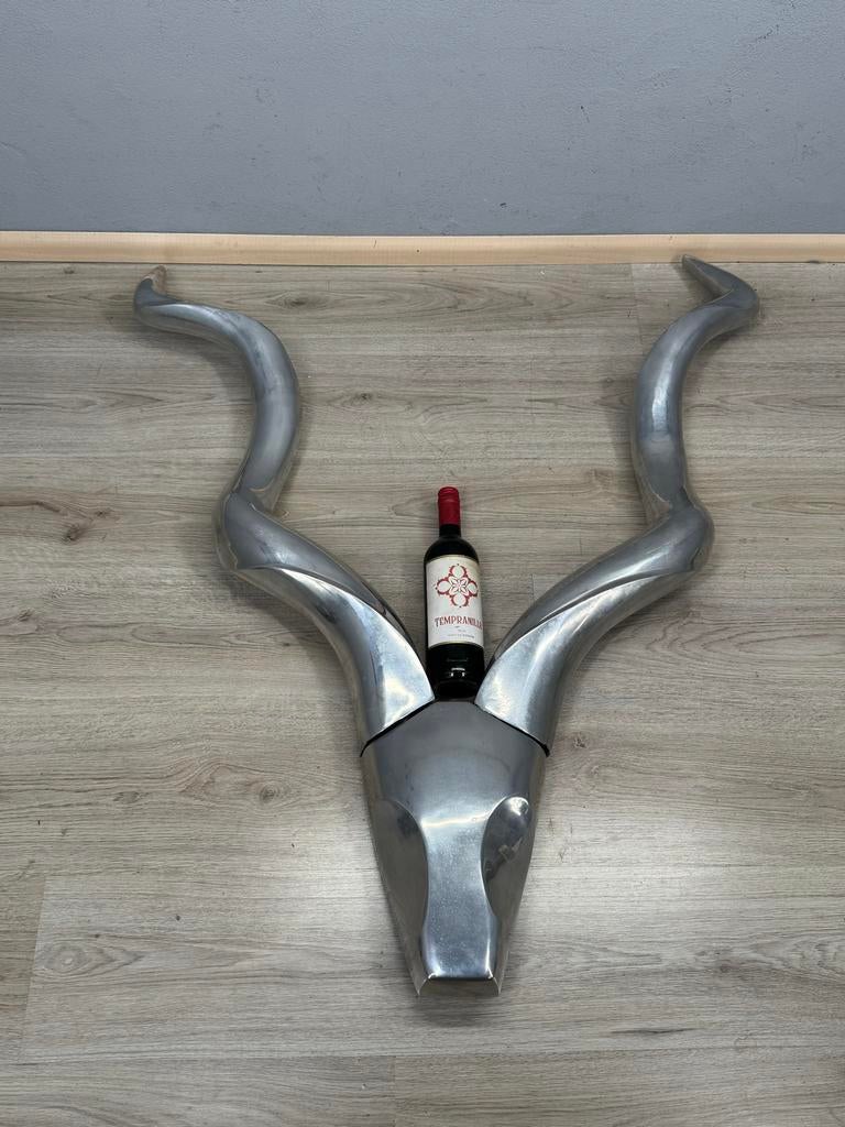 XXL Aluminium Kudu Kop herten gewei decoratie h 110 b 92 d14, Ophalen of Verzenden, V, V, V
