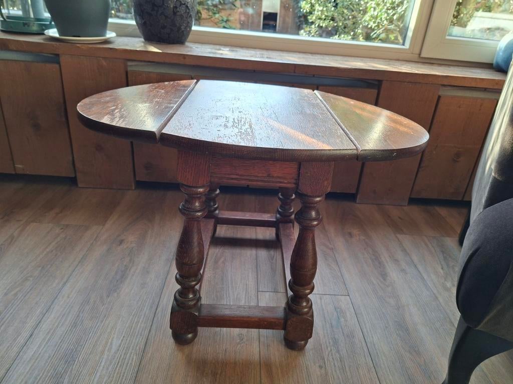 Vintage Eiken Hangoortafel / Gateleg Tafel, 45 tot 60 cm, Gebruikt, Vintage, Ovaal