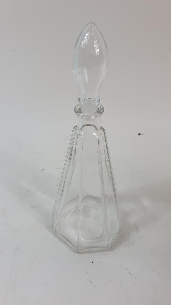 Brocante glazen SGD decanteer karaf met stop. 9 zijdig. 5A8, Ophalen of Verzenden