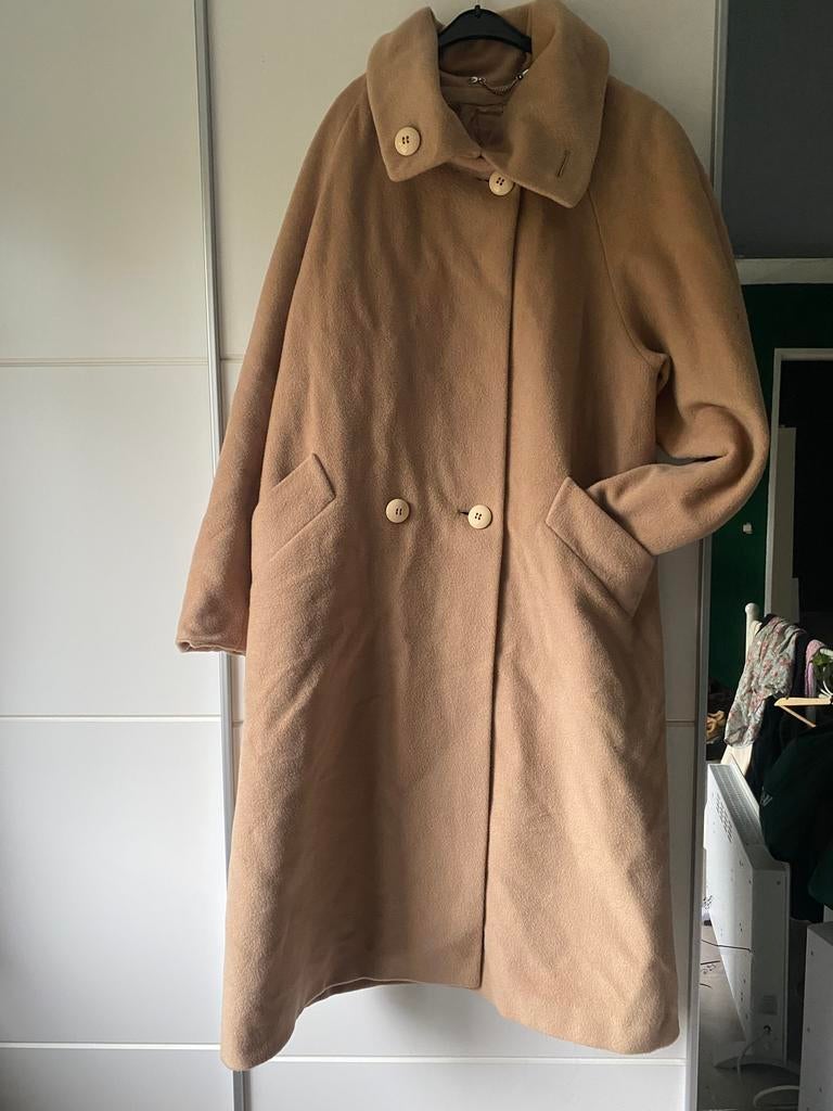 Vintage mantel van Mohair, XL, Kleding | Dames, Bruin, Maat 46/48 (XL) of groter, Meddens, Ophalen of Verzenden
