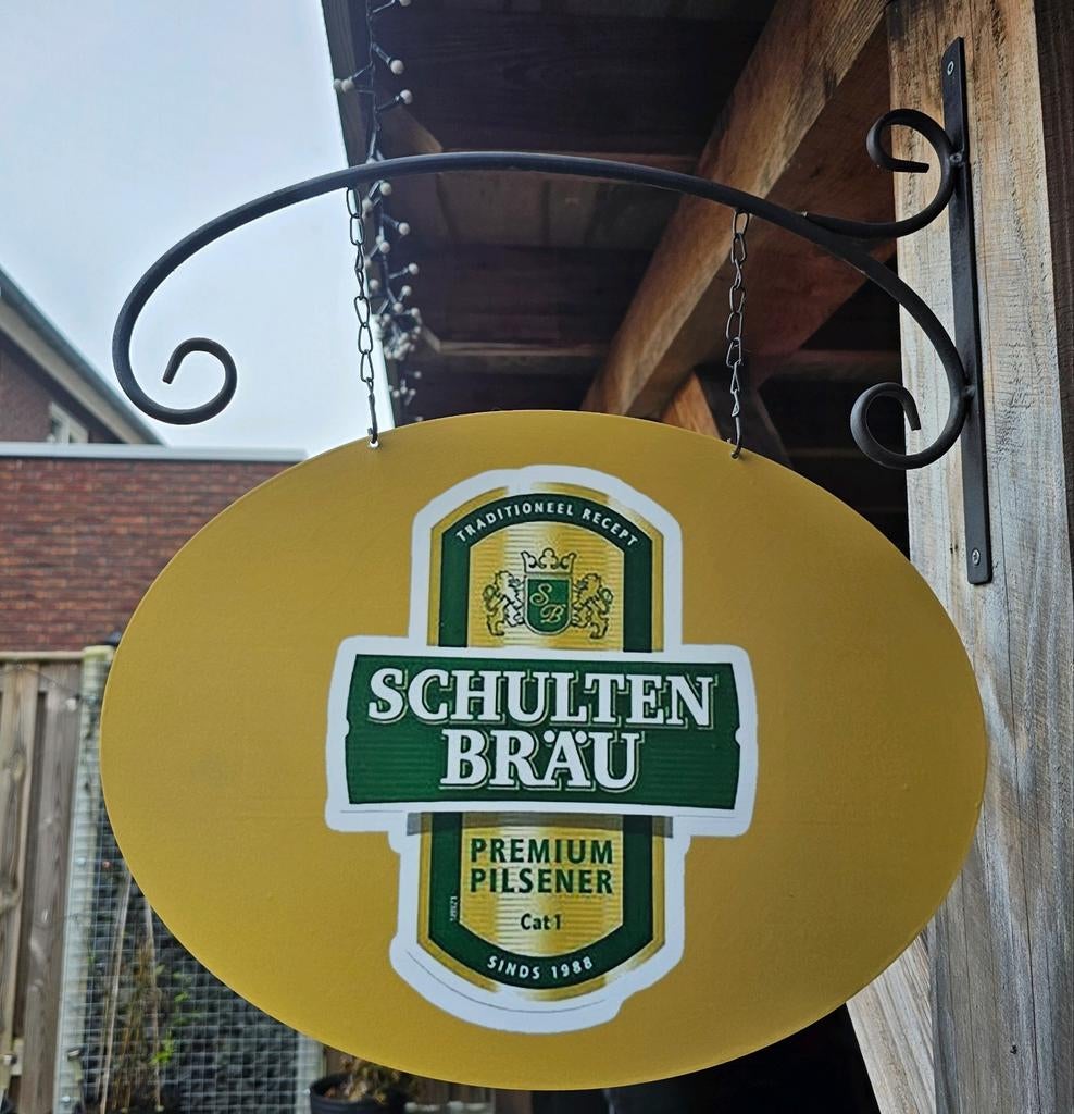 Dubbelzijdig SCHULTENBRAU UITHANGBORD (incl. beugel)