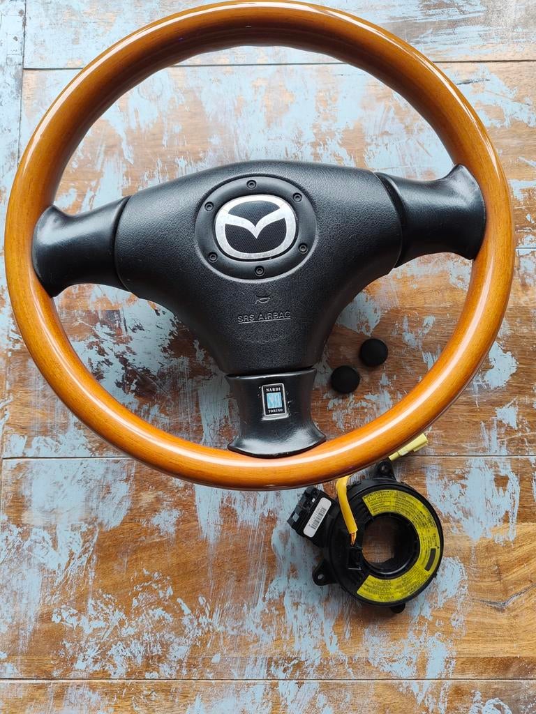 Mazda MX5 NBFL Nardi Torino Houten Stuur + Airbag, Auto-onderdelen, Ophalen of Verzenden, Gebruikt, Mazda