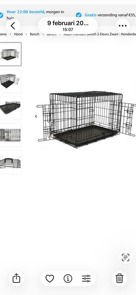 Adori Premium hondenbench 2-deurs zwart met hoes en kussen, Dieren en Toebehoren, Ophalen of Verzenden, Zo goed als nieuw