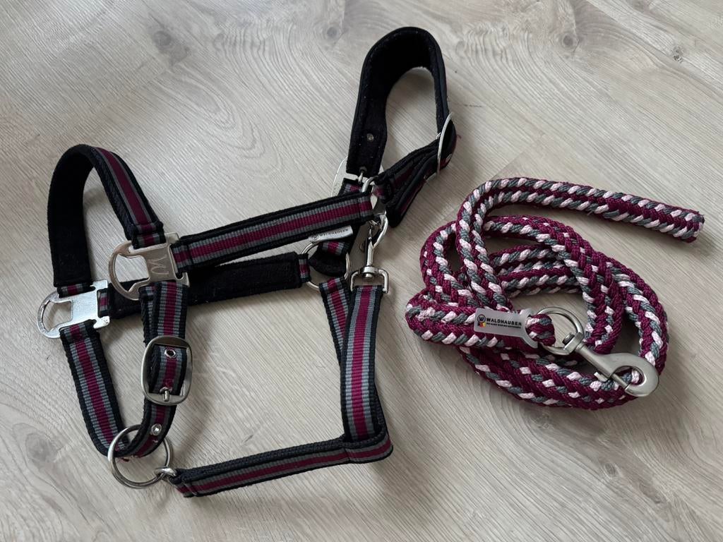 Halster + halstertouw Waldhausen bordeaux rood/grijs Cob, Dieren en Toebehoren, Ophalen of Verzenden, Zo goed als nieuw, Overige soorten