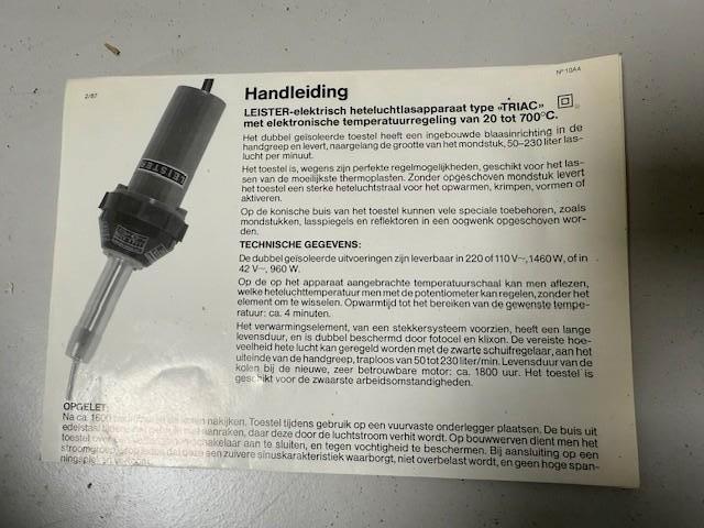 Leister fohn en frees, Ophalen, Gebruikt, 250 ampère of meer, Overige typen