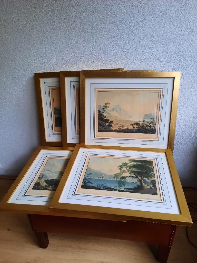 Lot van vijf originele gravures van Franz Hegi (1774-1850), Ophalen