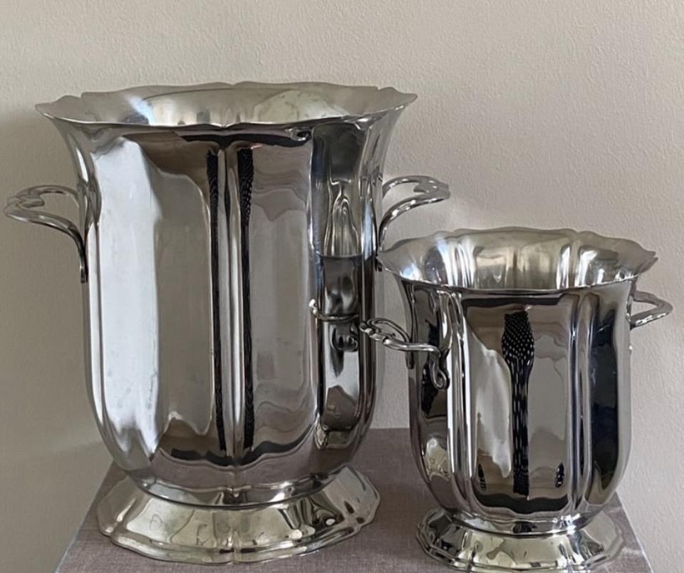 Guy Degrenne vintage set van champagne koeler en ijsemmer, Ophalen of Verzenden, Glas, Overige stijlen