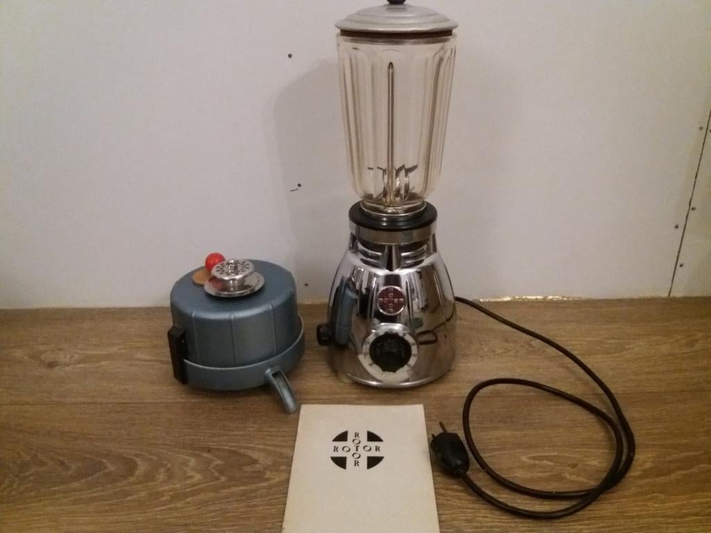 Rotor Rotor blender uit 1953 met roze glas, Witgoed en Apparatuur, Blenders, Gebruikt, Blender-accessoire, Ophalen