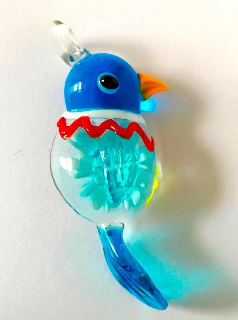 Prachtige Murano Glas Papegaai ketting hanger glasoog, Verzenden, Nieuw, Glas of Kristal