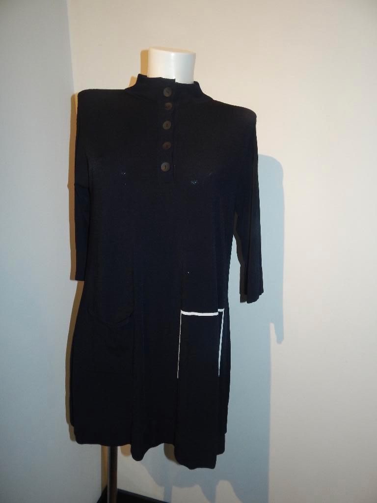 Sarah Pacini tuniek stretch breisel wit accent apart one siz, Sarah Pacini, Zwart, Maat 42/44 (L), Ophalen of Verzenden