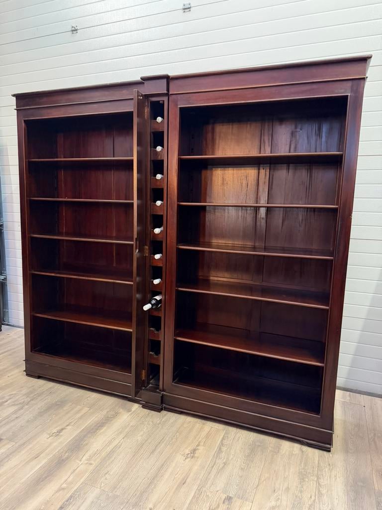 Jan Frantzen Boekenkast Mahoniehout met verborgen Wijnrek, Ophalen