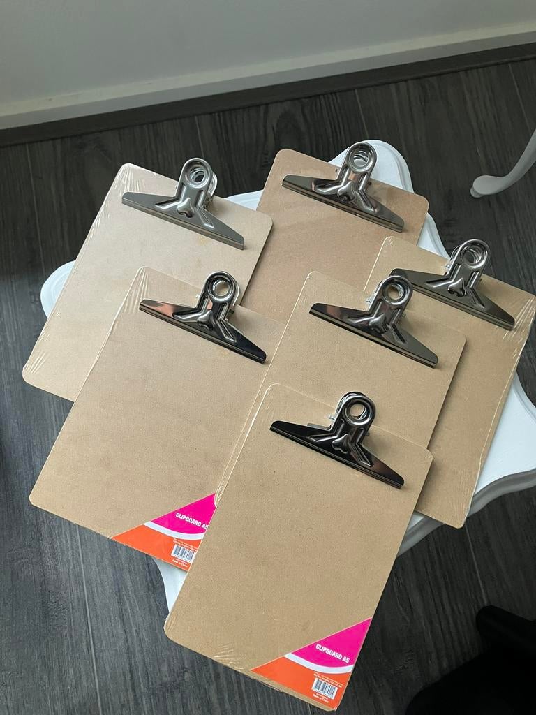Clipboard bord met clip zilver klembord bruin kraft kleur, Ophalen of Verzenden