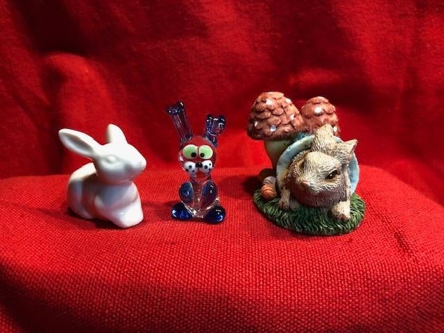 Konijn Konijnen Beeldje x3 (met Paddenstoel) Als Nieuw, Ophalen of Verzenden, Zo goed als nieuw, Dier