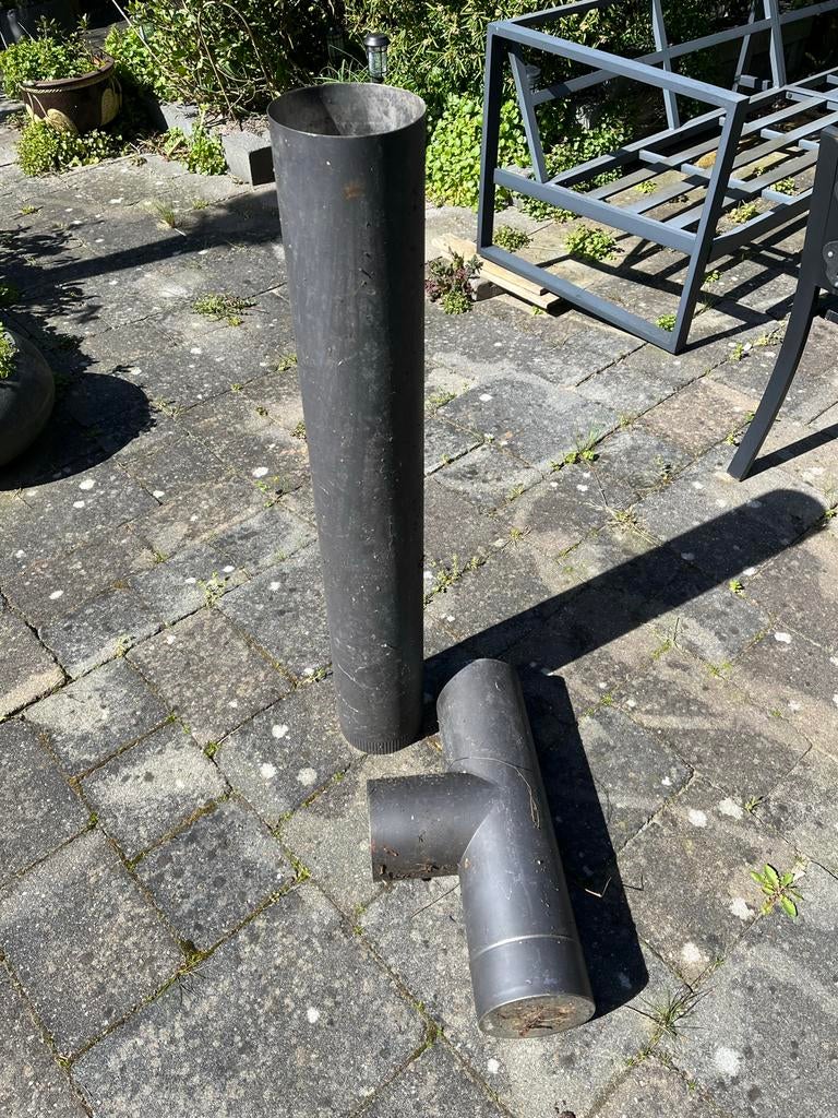 RVS Rookafvoer Buis en T-stuk voor Houtkachel, Huis en Inrichting, Haarden, Gebruikt, Houthaard, Ophalen of Verzenden