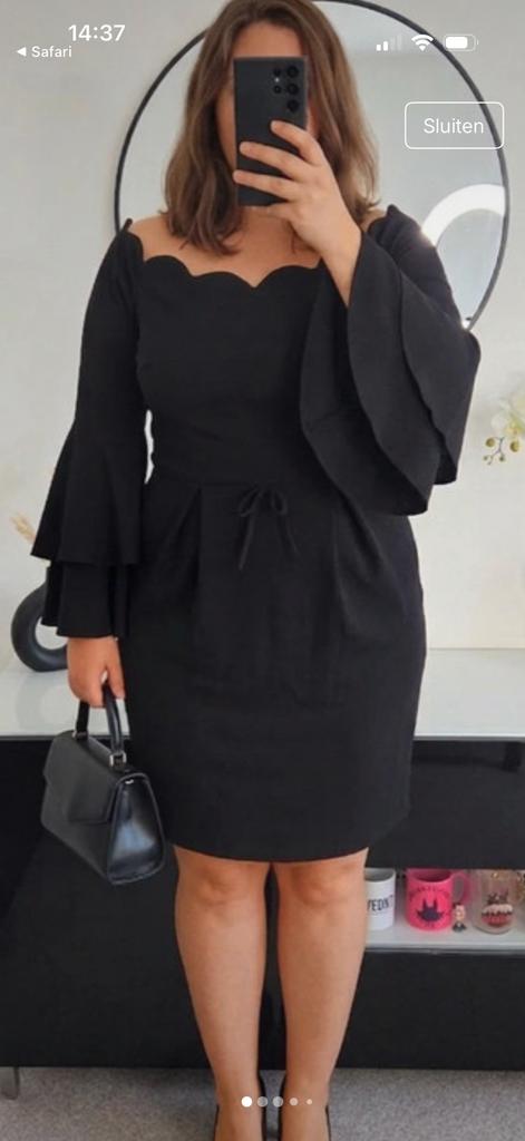 Rinascimento jurkje met offshoulder schulphals, maat XL, Kleding | Dames, Zwart, Maat 42/44 (L), Ophalen of Verzenden, Zo goed als nieuw