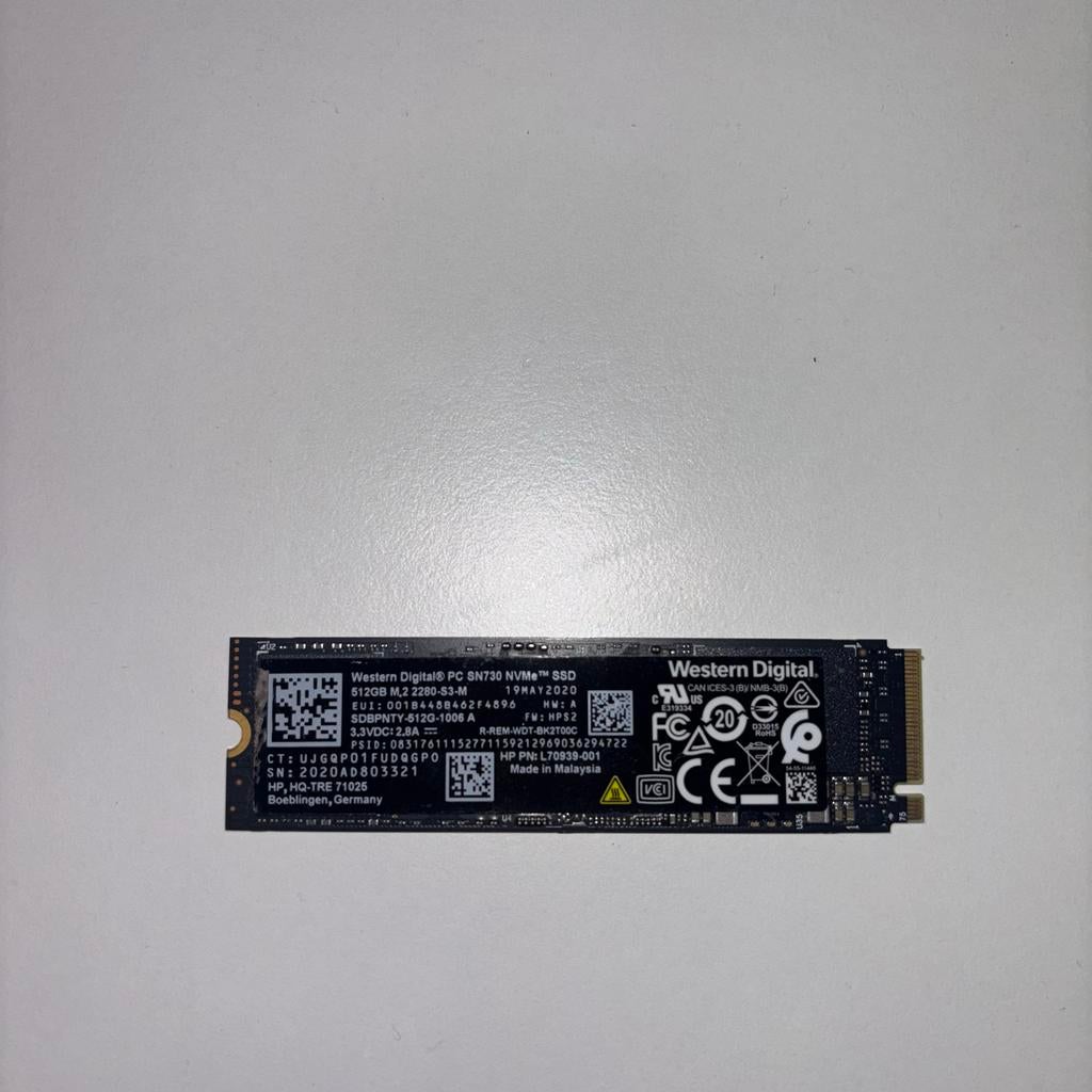 Western Digital NVMe SSD 512GB M.2, Computers en Software, Harde schijven, Intern, Gebruikt, Server, SSD