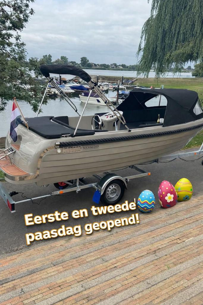 Maassloep 570 honda 20pk NIEUW! Pasen geopend, Watersport en Boten, Sloepen, 10 tot 30 pk, Ophalen of Verzenden, Zo goed als nieuw