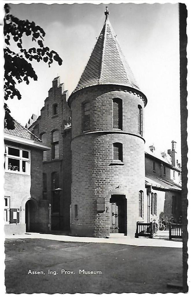 Assen ing prov museum oude ongelopen ansichtkaart ( a2095 ), Ophalen of Verzenden, 1940 tot 1960, Ongelopen, Drenthe