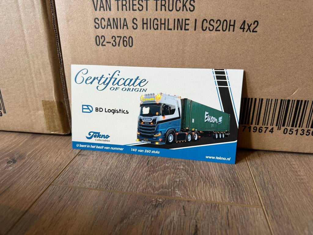 Tekno schaalmodel BD logistics 1:50, Hobby en Vrije tijd, Modelauto's | 1:43, Ophalen of Verzenden, Nieuw, Bus of Vrachtwagen