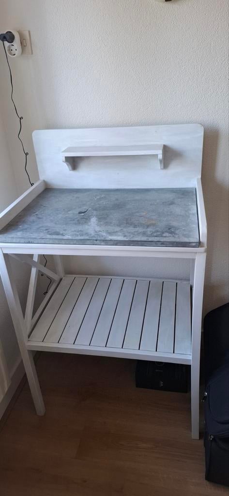 Tafel met zinken blad - Landelijke stijl, Ophalen of Verzenden, Gebruikt, Overige houtsoorten, Landelijke, Industrieel