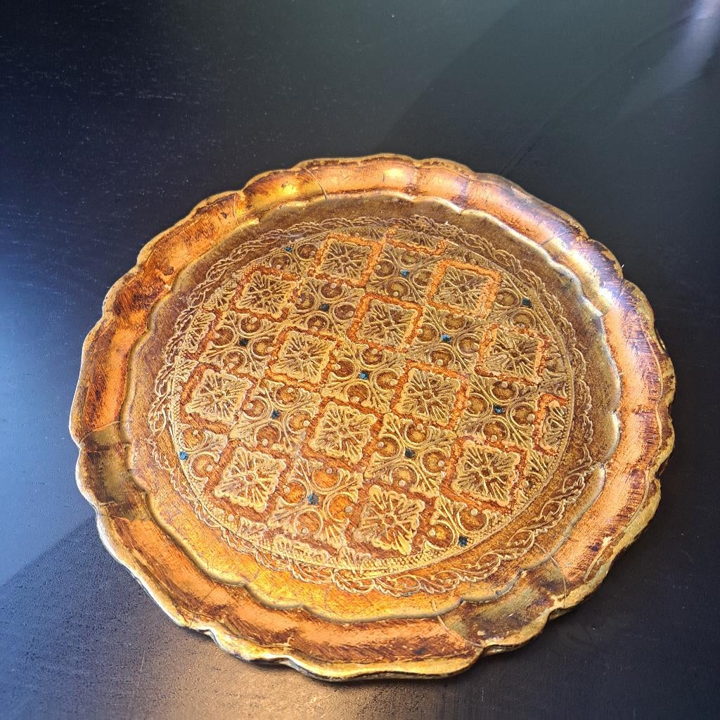 Florenteins dienblad, Ophalen of Verzenden, Gebruikt, Rond, Hout