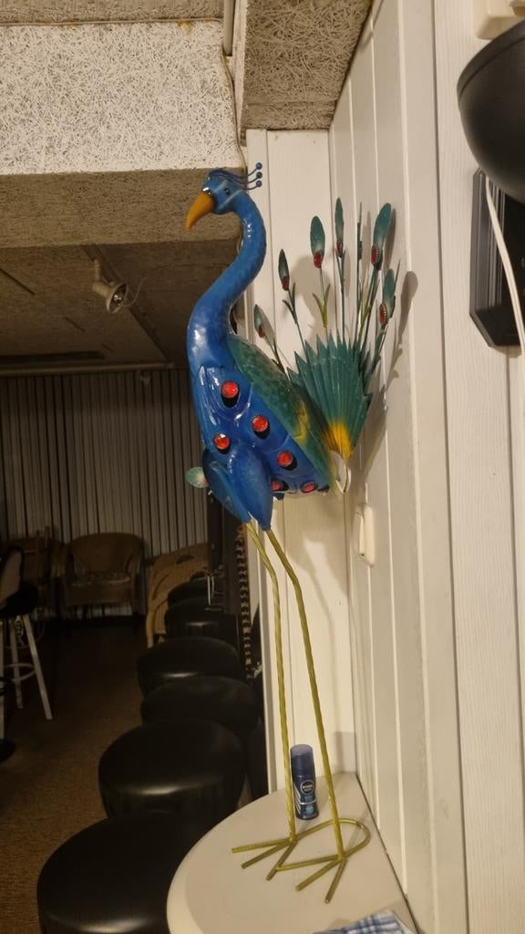 Decoratieve Blikken Pauw - Ca. 80 cm Hoog, Ophalen, Gebruikt