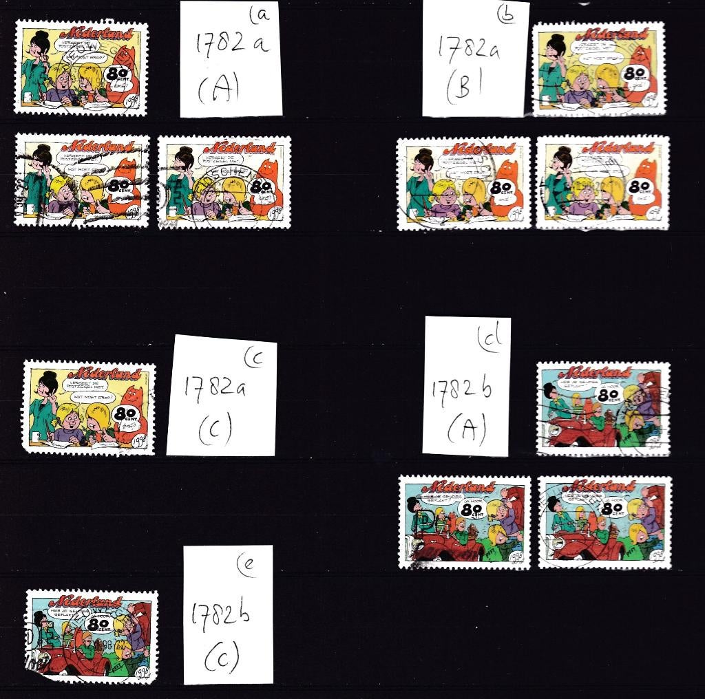 9007) Nederland 1782a en 1872b zegels uit blok jan kr, Ophalen of Verzenden