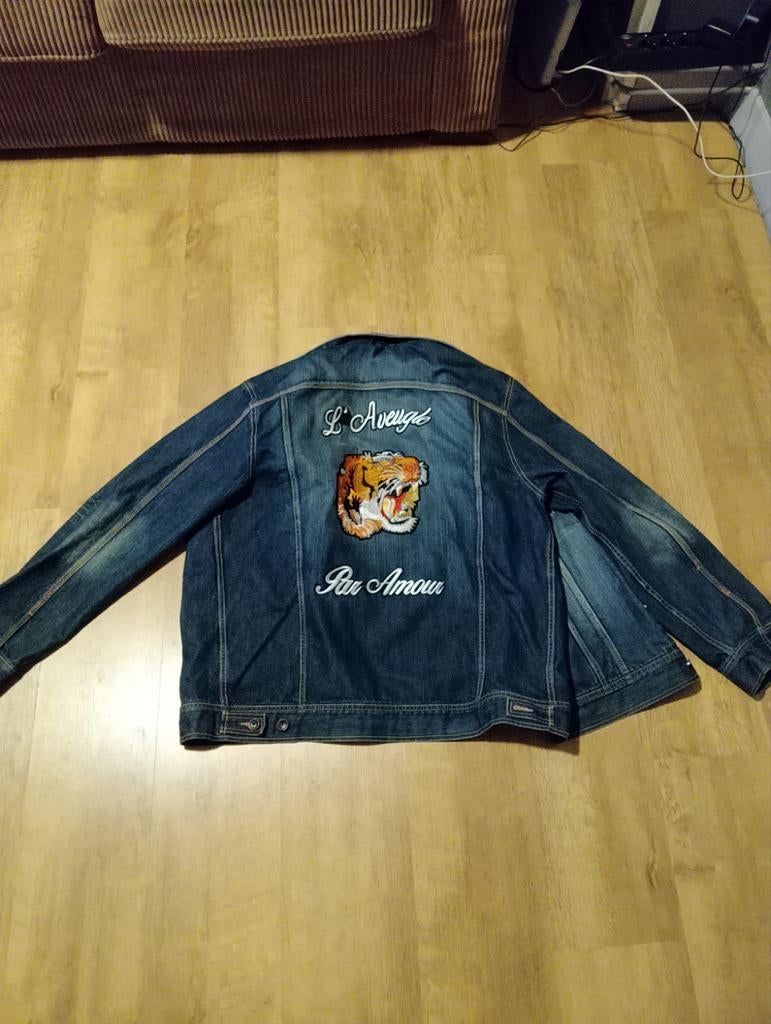 Spijkerjas spijkerjack Gucci stijl xxl, Ophalen, Zo goed als nieuw, Maat 46/48 (XL) of groter, Blauw