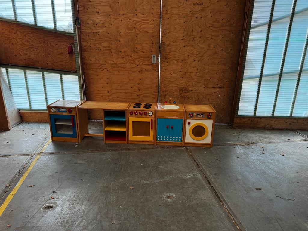 Uitgebreide Houten Speelkeuken met Wasmachine & Oven, Ophalen, Gebruikt, Hout, Speelkeuken