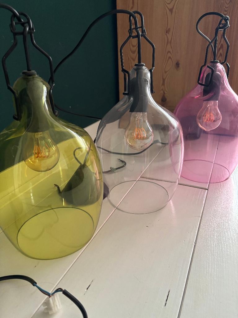 Bubblicious design glazen hanglampen Chris Kabel, Zo goed als nieuw, Glas, Minder dan 50 cm, Ophalen