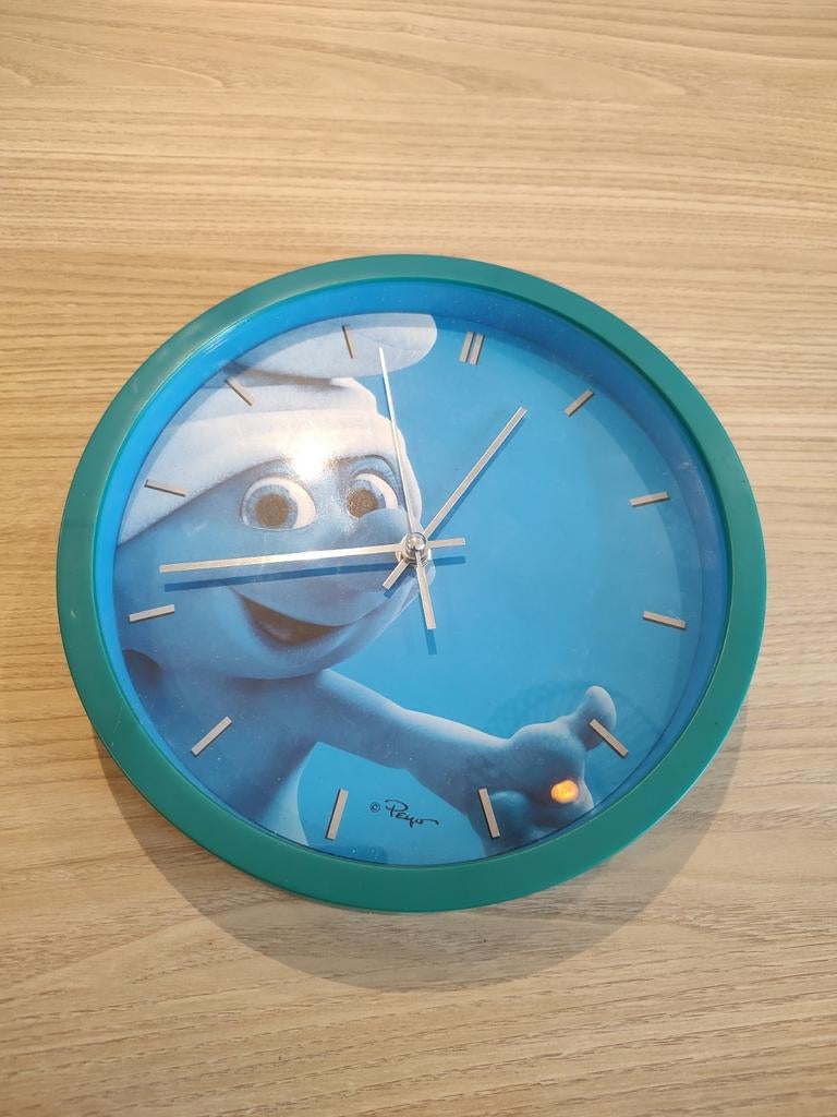 Smurfen klok, Ophalen of Verzenden, Gebruikt, Wandklok