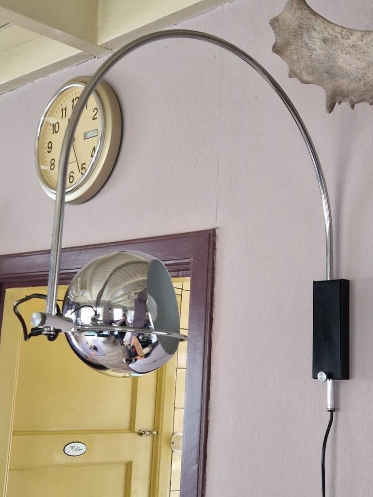 Gepo booglamp chroom space age eyeball lamp, Ophalen of Verzenden, Gebruikt, Metaal, Mid century modern space age Gepo