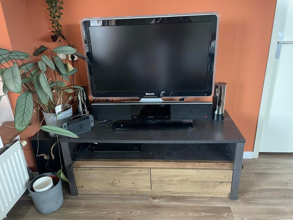 Tv meubel met 2 lades, Ophalen, Gebruikt, 100 tot 150 cm, Minder dan 100 cm