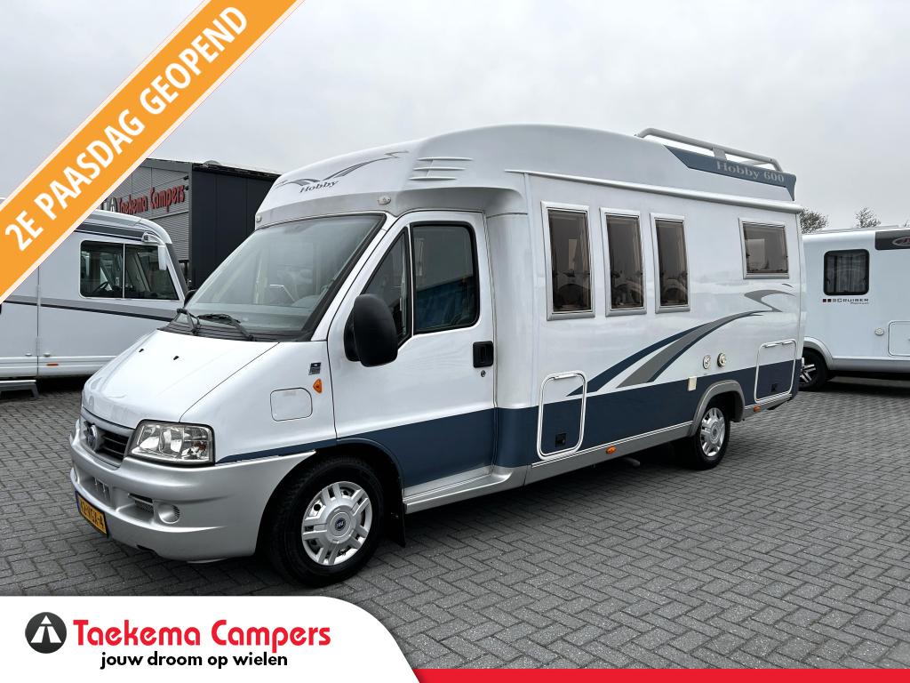 Hobby 600 Fransbed/Airco/6.20m/2004/128pk/topstaat, Caravans en Kamperen, Campers, Fiat, Hobby, Bedrijf, 6 tot 7 meter