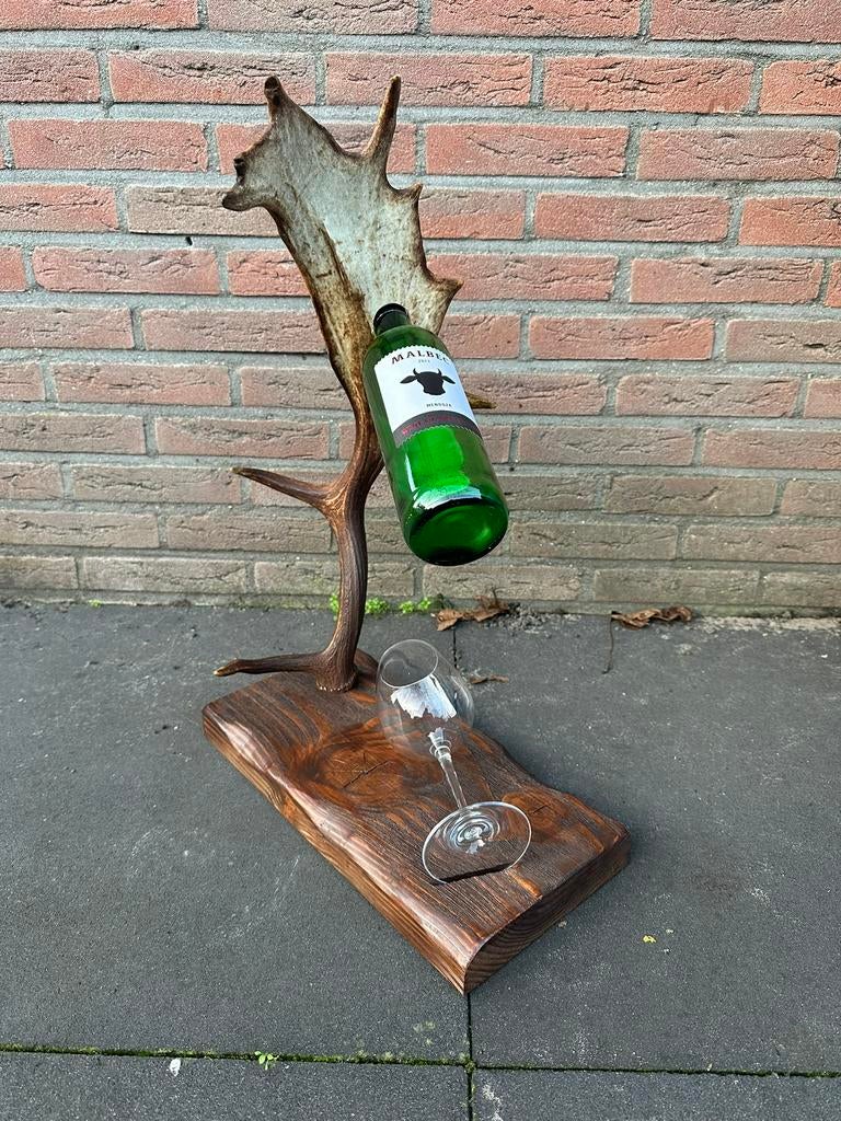 Wijnrek gewei wijnfleshouder edelhert damhert gewei bar wijn, Ophalen of Verzenden, Nieuw, Minder dan 50 cm, Minder dan 5 flessen
