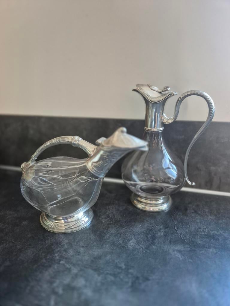 2 glazen olie en azijn kannen, Ophalen