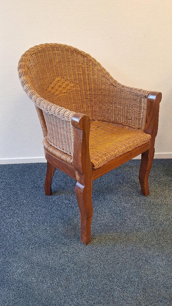 rieten fauteuil, Huis en Inrichting, Fauteuils, Ophalen, Gebruikt, 50 tot 75 cm, Riet of Rotan