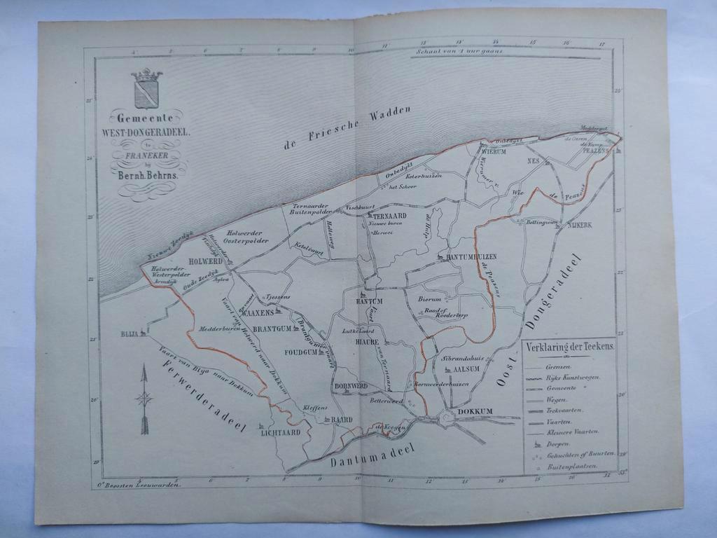 33 / West Dongeradeel Dokkum Zeldzame litho uit 1861, Antiek en Kunst, Ophalen of Verzenden