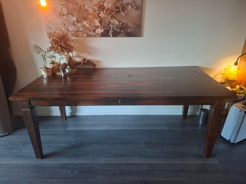 Teakhouten koloniale eettafel, Huis en Inrichting, Tafels | Eettafels, Ophalen, Gebruikt, Koloniaal, Teakhout